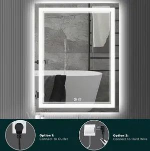 Smart LED Bathroom Mirror with Lights, Anti-Fog, Dual Touch Buttons, Dimmable