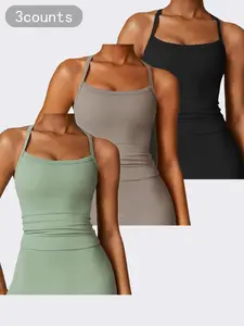 Women's Solid Backless Halter Sports Vest, Quick Drying Breathable Comfortable Sports Cami Top for Yoga Gym Workout Running, Workout Tops, Ladies Sportswear for All Seasons, Garage Tank Tops, Gym Tops, Gym Clothing