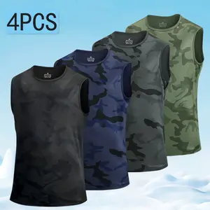 Men's Sports Tank Top 4-Pack in Camouflage Patterns for Active Wear