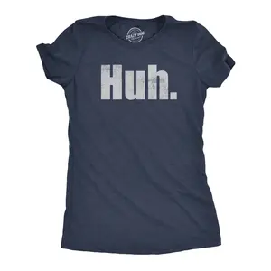 Womens Huh T Shirt Funny Interesting Wondering Weird Joke Tee for Ladies Funny Womens T Shirts Cute Vintage Fashion Casual Ladies T-Shirt Gift Funny Sarcastic Top Women's Novelty Tees Navy - HUH