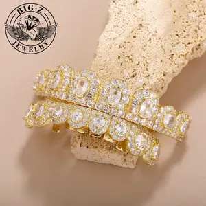 【Fashionable and casual】Hip hop grill jewelry micro inlaid zircon teeth braces rapper accessories, vampire COS, unisex, Christmas and Halloween costume star accessories, New Year gifts