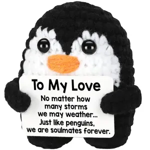 To My Love:Gifts for Him Her Boyfriend Girlfriend Birthday Christmas,  Handmade Crochet Penguin, Wedding Anniversary Valentines Gift for Women Men, Romantic I Love You Gift for Couples Wife Husband
