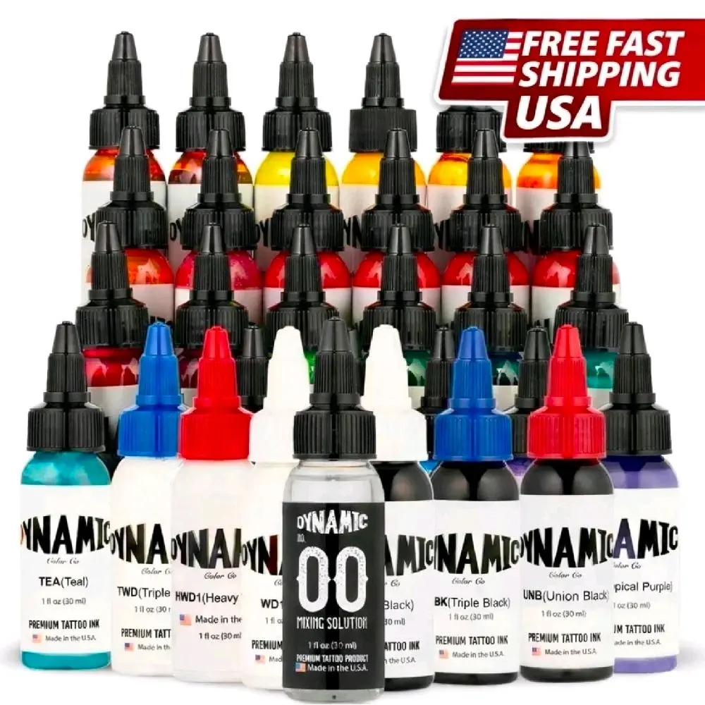 Authentic Dynamic Ink Colors (VARIATION OF Colors Available 1oz) FOR TATTOO ARTISTS/VEGAN/ LONGLASTING