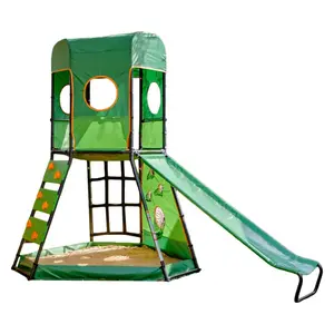 gobaplay SummitPro Climbing Tower, Outdoor Playset with Slide for Kids 6+, Green