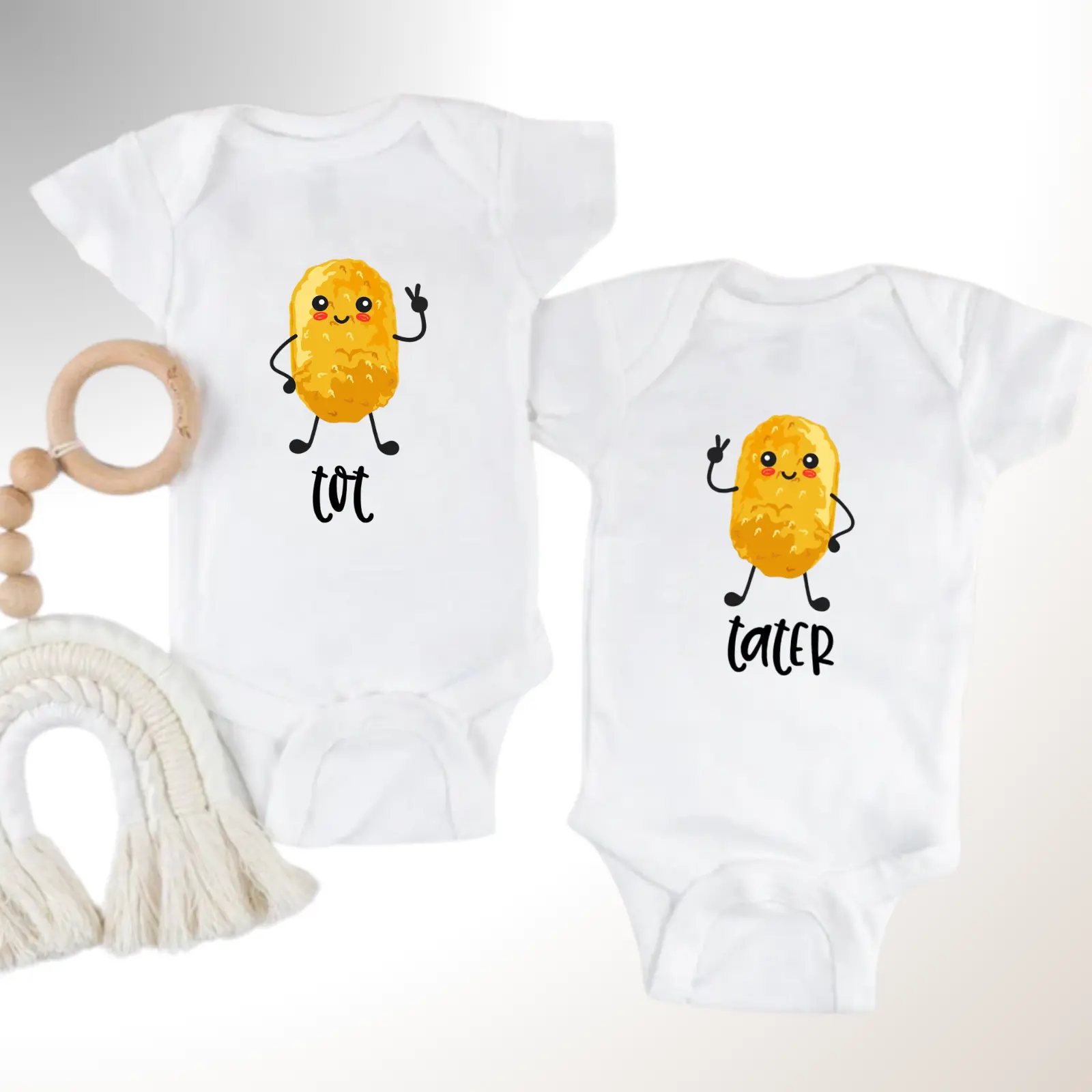 Tater & Tot Twin Onesie, Twin Baby Onesie, Funny Tater Tot Twin Set, Cute Best Friend, Twin Baby Onesie