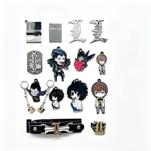 Death Note 17-Piece Alloy Pendant Set - Anime Yagami Light & Misa Amane Key Pendants with Bracelet & Ring