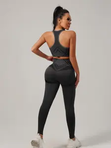 Ombre Yoga Set with Padded Sports Bra and High-Waisted Workout Pants, Casual All-Season Fitness, Below Ankle Length, Sports Clothing Set, Sports Fitness Outfit, Sportswear Yoga Set