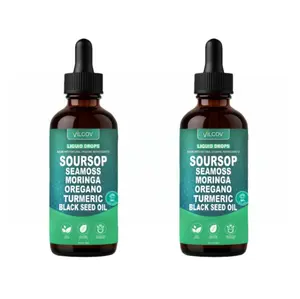 2 Botte Soursop Bitters Liquid Drops 10-in-1 with Nori, Moringa,Turmeric, Black Seed Oil, Oregano, Ashwagandha HerbalExtracts for Overall Health Vegan,Non-QC 2 fl oz Bathroom Fitness Dietary Supplemen