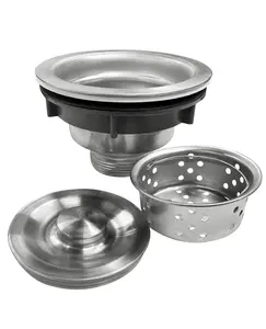 Garvee - Durable 3-1/2 Inch Stainless Steel Sink Drain Assembly Kit, Removable Universal Strainer for Deep Basket with Leak-Proof Gasket and Sealing Cap