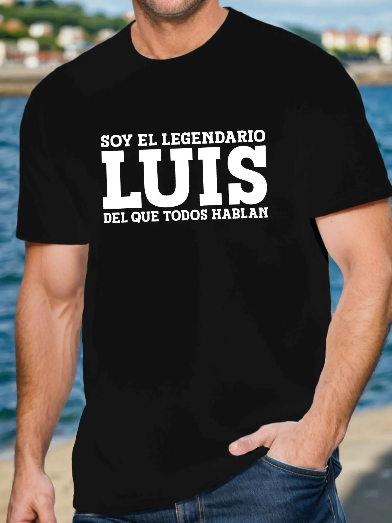 Men S Spanish Legend Luis Black Cotton Short Sleev unisex soft cotton short sleeve t shirt, vintage graphic casual tee for men women teens, perfect birthday holiday gift for camping travel gym daily street casual wear
