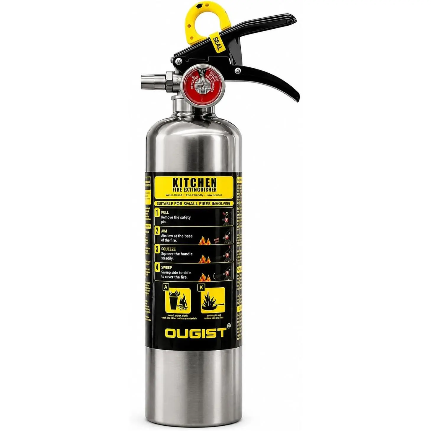 Ougist 40 oz Kitchen Fire Extinguisher, Portable Fire Extinguisher for Cooking Oil and Grease Fire Emergencies, Quick-Pull Safety Canister for Home Kitchen, Grill, RV and Apartment