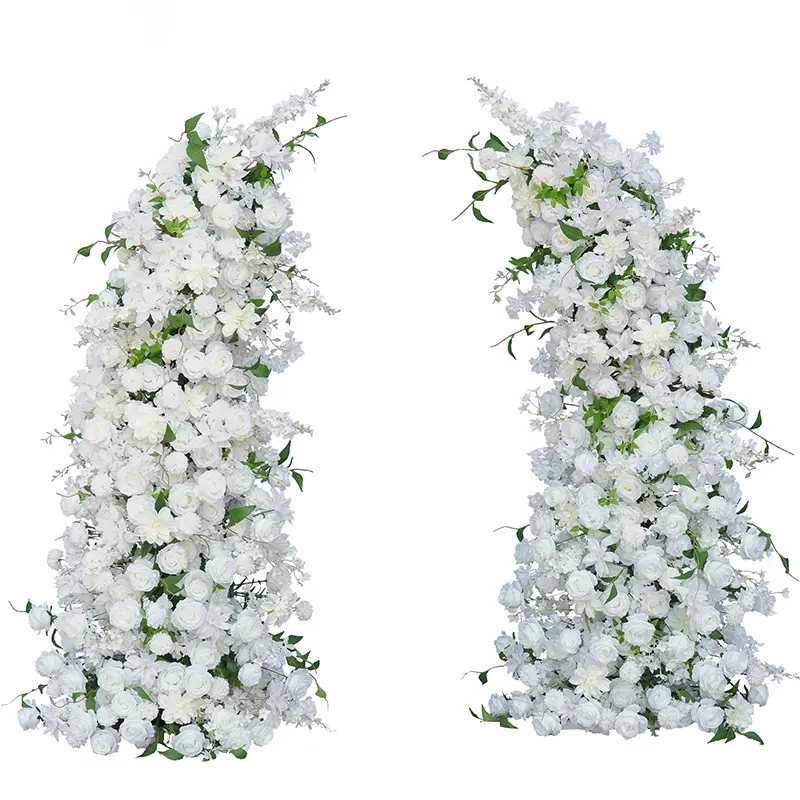 S-A8236 White Rose Wedding Backdrop Horn Arch Decor Arrangement Floral