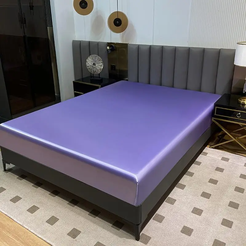 Solid Color Fitted Sheet, Soft Satin Bedding Sheet, Comfortable Sleeping Sheet for Bedroom Guest Room Hotel, Bedroom Accessories (without Pillowcase)