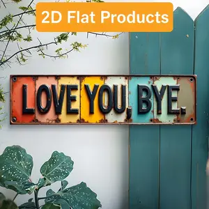 1PC 2D Flat2dflat, "LOVE YOU, BYE" Outdoor Plaque and Wall Art, Multifunctional English Tin Plaque, a Precious Gift for Decorating Restaurants, Porches, Farmhouses, Courtyards, etc, Vintage Metal Sign