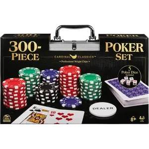 300-Piece Poker Set with Aluminum Carrying Case & Professional Weight Chips & Poker Dice, for Ages 8+