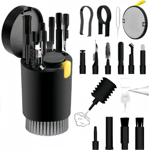 20-in-1 Laptop Phone Screen Earbud Cleaning Kit, Keyboard Cleaner Kit, Keyboard Cleaning Kit with  Cleaning Brush  for Airpods Pro, iPad,  Pro, Camera, Computer Cleaning (Black)