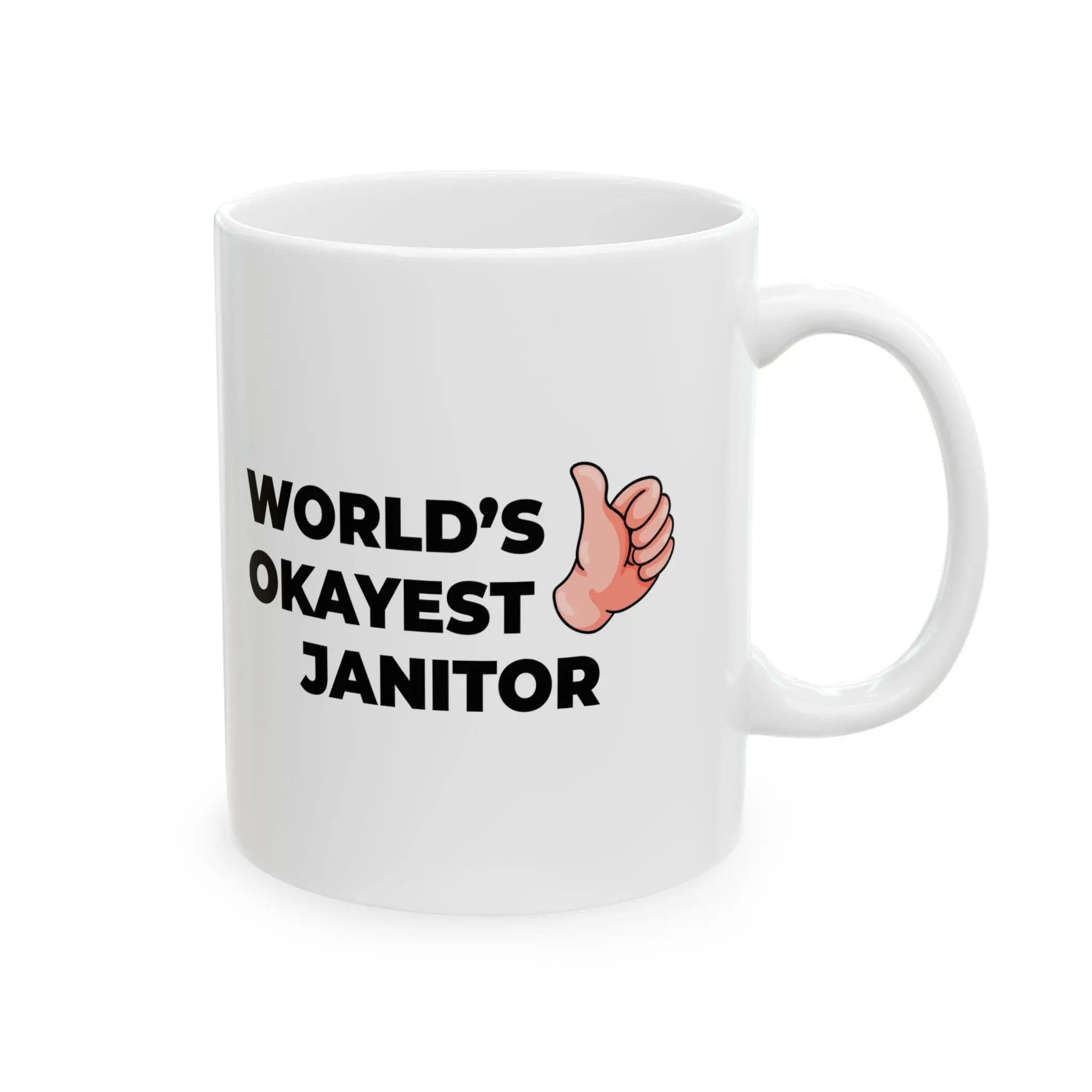 Taglines Gift Co. - World's Okayest Janitor 11 oz Ceramic Mug - Novelty Coffee Tea Cup