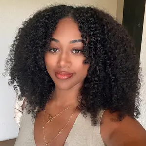 [ 3 In 1 Half Wig ] Midulla Kinky Curly Half Wigs Human Hair Wear and Go Glueless Short Curly Human Hair Wigs Upgraded Drawstring Cap for Women Beginner Friendly #FallFreshness