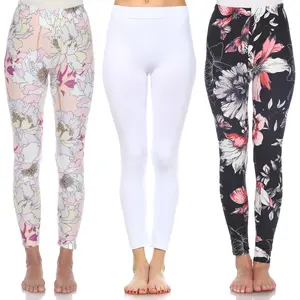 White Mark Women's 3-Pack Printed Leggings Casual Lightweight Womenswear