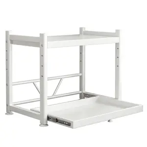Adjustable Kitchen Microwave Rack, Pull-out Countertop Bracket, Household Appliance Storage Organizer for Kitchen tiktokshopspringglowup