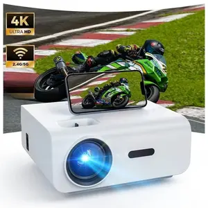 LED Projector F2, 5G/2.4G WiFi projector, 4'' LCD screen, 12000 LUX, native resolution 1920*1080P, aspect ratio 16:9/4:3, compatible with front, rear and ceiling projection, outdoor movie projector,Including a 100-inch projector screen
