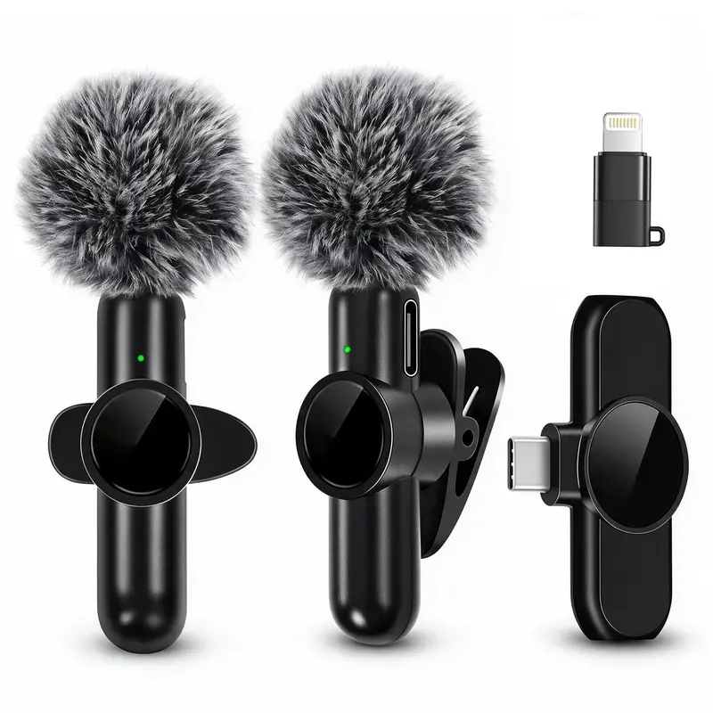 HITOZON Wireless Lavalier Microphone for Smartphones & Cameras - 40dB Sensitive, Plug-and-Play Clip-On, Noise Reduction Lapel Mic, USB Rechargeable, Battery-Powered, Batteries Built-In, ABS Build, Cover for Vlogging, Live Streams