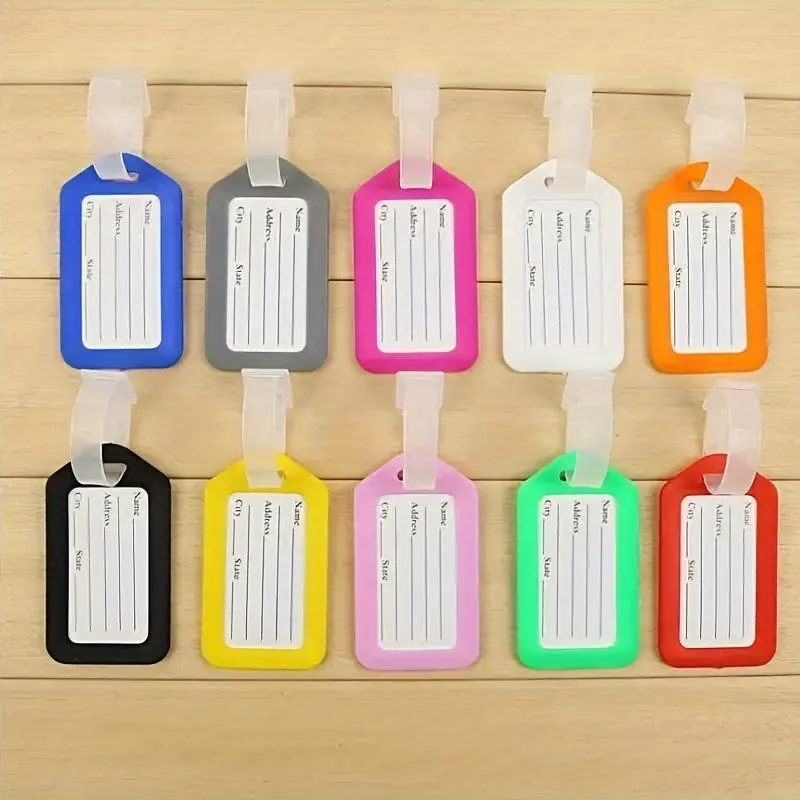 10 Travel Luggage Bag Tag Plastic Suitcase Baggage Office Name Address ID Label
