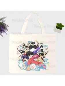 Ranma 12 Reusable Shopping Bag Women Canvas Tote Bags Printing Eco Bag Cartoon Shopper Shoulder Bags