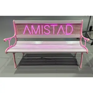 "Amistad" Pink and White Snakeskin LED Bench