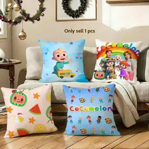 PIKPAKA Cute Kwaii Anime C- CoComelon Cushion Cover Warm Winter Pillow Cover Double-Sided Plush Print | Breathable & Washable | Invisible Zipper | Sofa Couch Bed Decor | Anti-Dust Mite & Durable