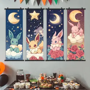 4-count hanging flags, cute anime pet posters, interesting elf pattern decorations, exquisite living room decorations, fashionable art, bedroom murals, family posters, wall art decorations, high definition, waterproof, space theme design, artworks