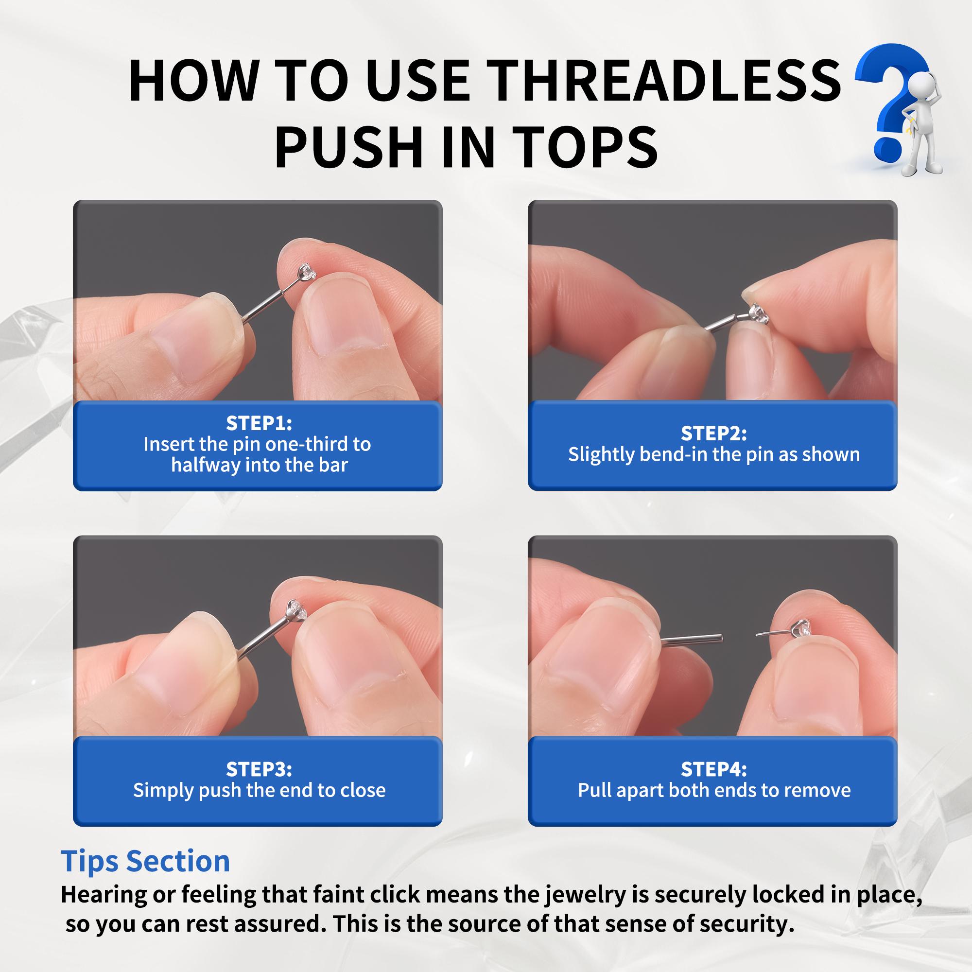 BODY FREEDOM Titanium Flat Back Stud Push PinLabret Earring with CZ for Lip Nose Helix & Cartilage Piercing Jewelry High-Quality Piercing Jewelry