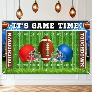 Football Backdrop Banner It's  Time Football Background  Theme Birthday Party Decorations Photo Booth Props (6x3.6ft)