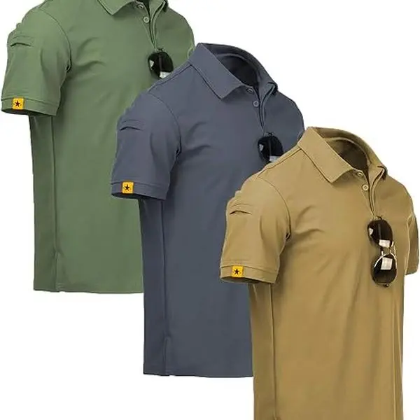 ZITY 3-Pack Men's Golf Polo Shirts Short Sleeve - Moisture-Wicking, Quick-Drying, Breathable, Stretchy, Cool Performance Collared Shirts for Golf Workout, Business Casual, Daily Use (M, 2XL, 3-A) Menswear Buckle Pocket Soft Sunglasses