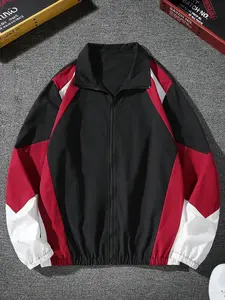 Outdoor Fleece Jacket Men's Contrast Color Patchwork Trendy Brand Windproof Waterproof American High Street Loose Sports Jacket Coat