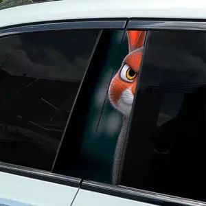 2-Piece Zootopia Auto Sticker - Durable Vinyl B-pillar Protective Film, Fantasy Theme Self-Adhesive Body Decor, Easy Installation, Weather Resistant Vehicle Accessories, Dynamic Art Design, Durable Firm, Natural Style Decoration
