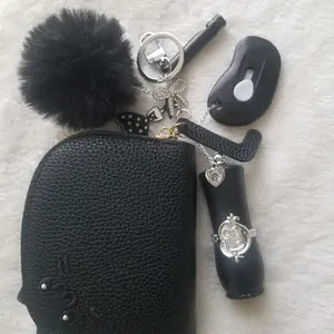LipsGal Cosmetics LLC Lucky Kitty Noir Keychain Boho Style with Colorful Beads & Tassel Charm for Animal Lovers