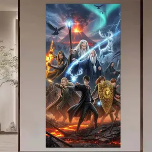 1pcs 5D DIY diamond painting kit, 5D diamond art set, DIY decoration, magic, war, volcano diamond painting kit full round drill DIY, mosaic, diamond art, DIY art home decoration, suitable for Halloween and Christmas, Wall Art Painting