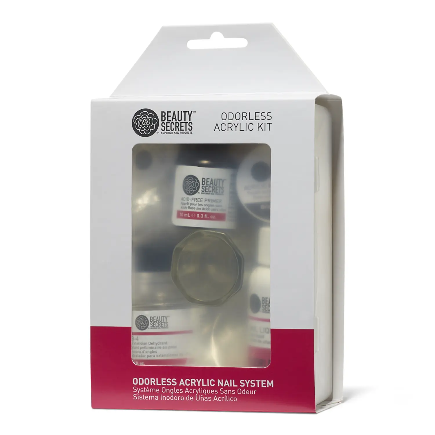 Beauty Secrets Odorless Acrylic Nail Kit System, 0.7oz Manicure & Care Set for Pro Home Results & Clearer Looks