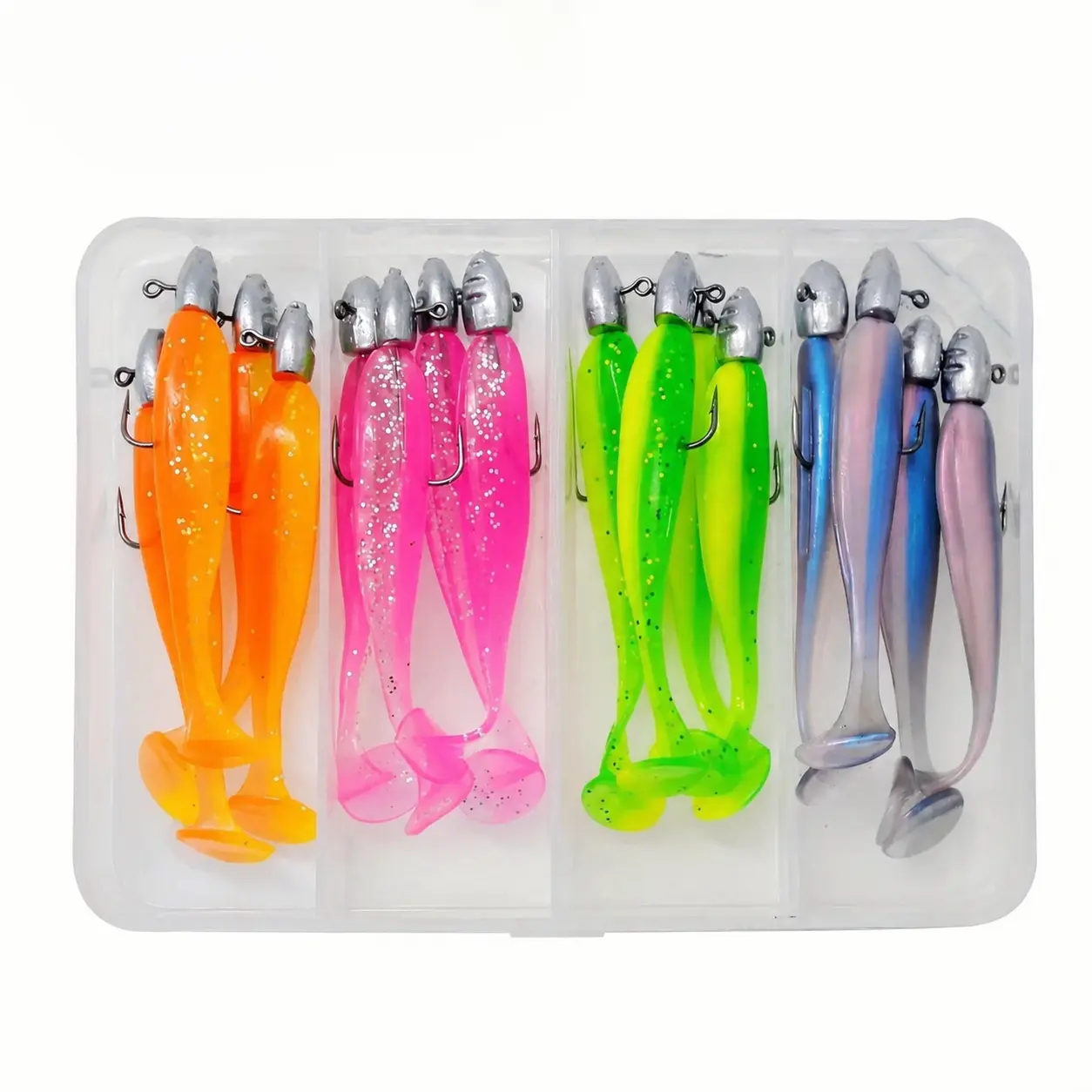 16pcs Soft Fishing Bait Set, Artificial Fishing Lure Kit for Barracuda & Perch, Outdoor Fishing Soft Bait Equipment Series