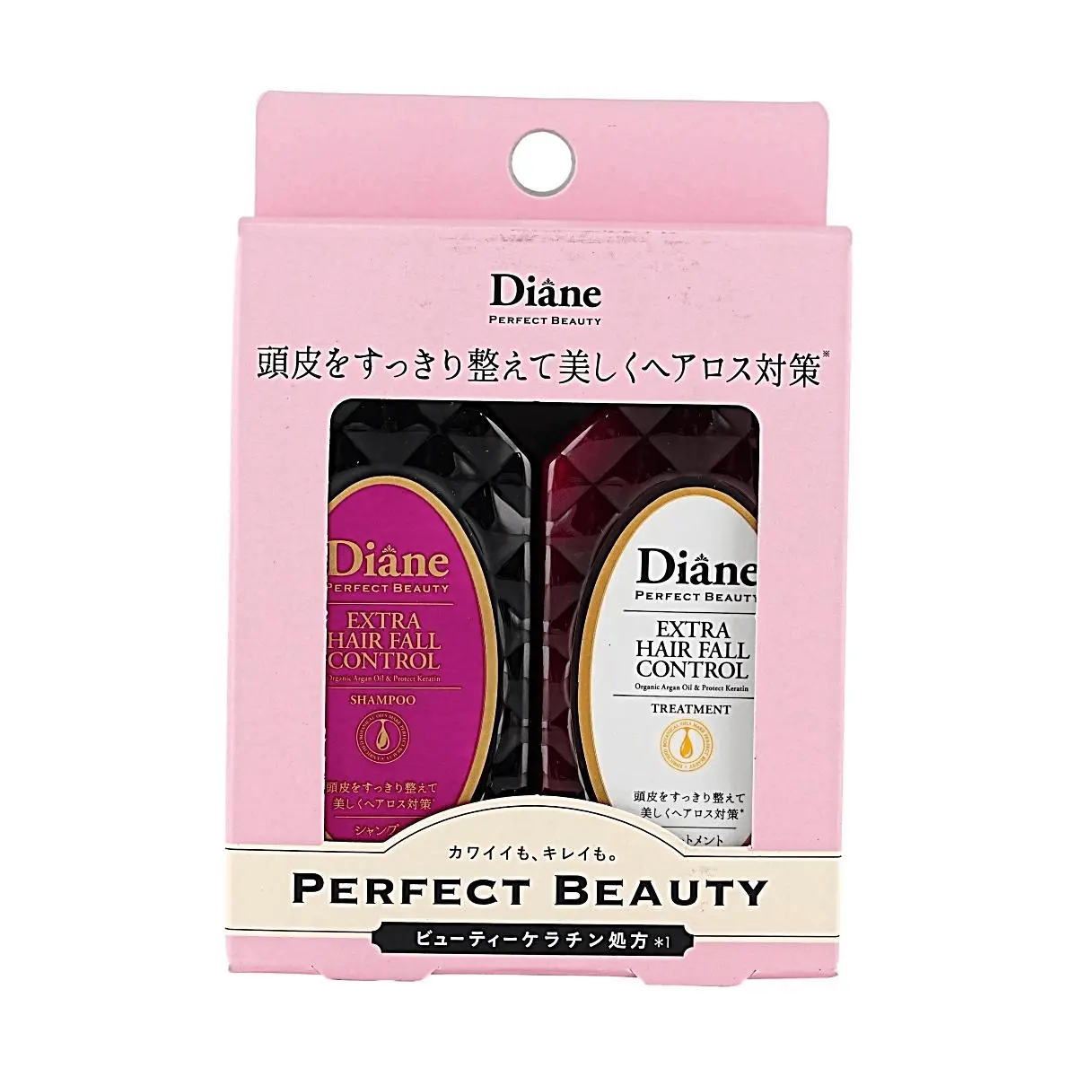 Diane Perfect Beauty Anti-Hair Loss Shampoo & Conditioner Set - Organic Argan Oil & Keratin Repair (50ml x 2)