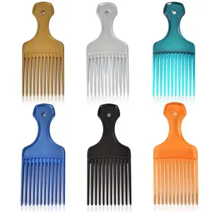 6-Pack 6.3-Inch Wide Tooth Plastic Afro Picks, 6-Color Set for Curly Hairstyling (Women, Men)