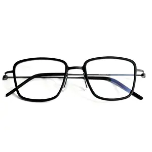 FIANPOR Black Pure Titanium Large Frame Glasses for Men and Women