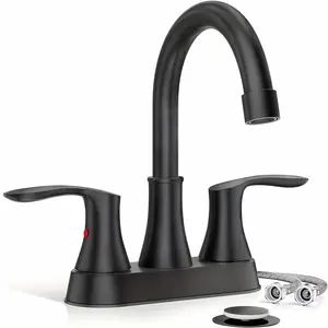 Bathroom Faucets Basin Sink Faucet 4in Centerset Vanity Mixer with Pop-Up Drain Bathroom Faucet 3 Hole 2 Handle Bathroom Faucet for Sink