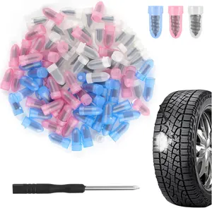 100PCS Screw Tire Plugs Kits with Screwdriver,3 Sizes Screw in Tires Plugs for Self Quick Puncture Repair,Tire Repairs Rubber Nail Kit as Tires Repair Kit for Car/Truck/Motorcycle