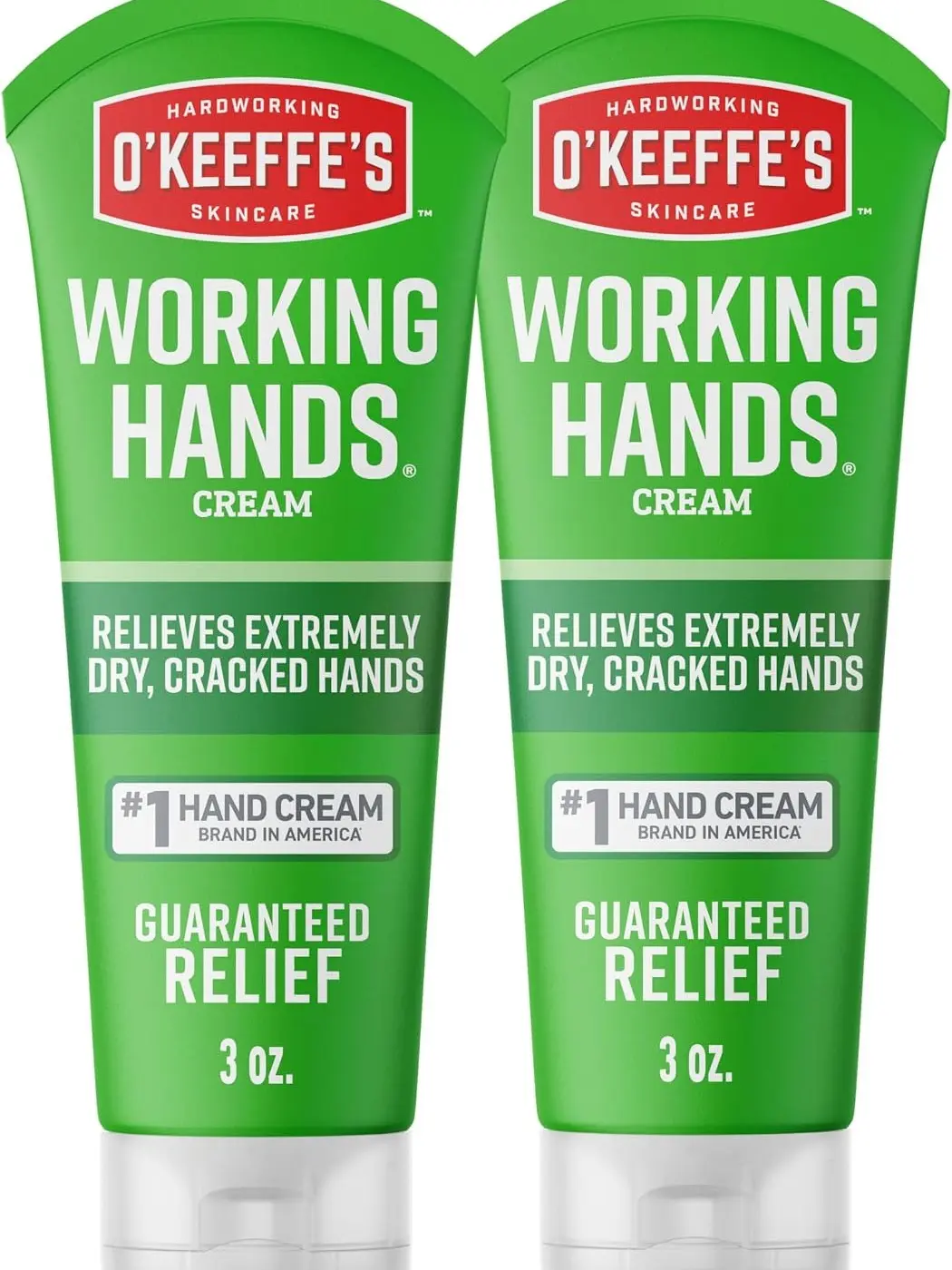 O'Keeffe's Working Hands Hand Cream for Extreme Dryness - 3 oz Tube (2 Pack) - Repairing Skincare for Cracked, Dry Hands
