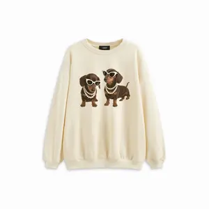 CiderCotton-blend Dachshund Graphic Oversized Sweatshirt