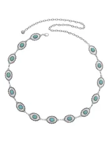 Women's Boho Turquoise Belt, Bling Western Belt, Elegant Chain Waistband, Unique Halloween Costume Accessory, Fashionable Western Style Jewelry