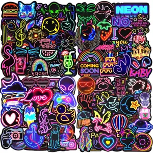 Water Bottle Stickers 200 Pcs Cool Neon Sticker Packs, Prizes for Kids Classroom Reward, Waterproof Vinyl Stickers for Water Bottles Laptop Skateboard Scrapbooking Journaling Notesbook Luggage etc