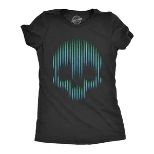 Womens Gradient Skull T Shirt Funny Dead Trippy Visual Effect Tee for Ladies Funny Womens T Shirts Cute Vintage Fashion Casual Ladies T-Shirt Gift Funny Introvert Top Women's Novelty Tees Black -